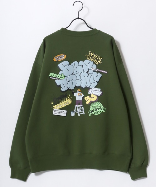BEN DAVIS/ベンデイビス OVERLAP CREW/オーバーサイズ 裏起毛 ストリート バックプリント ロゴ ワンポイント スウェット トレーナー/レディース メンズ（スウェット）｜BEN DAVIS（ベンデイビス）