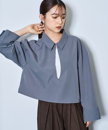 【150㎝前後の小柄さんサイズ】ドロップスリット クロップドシャツ