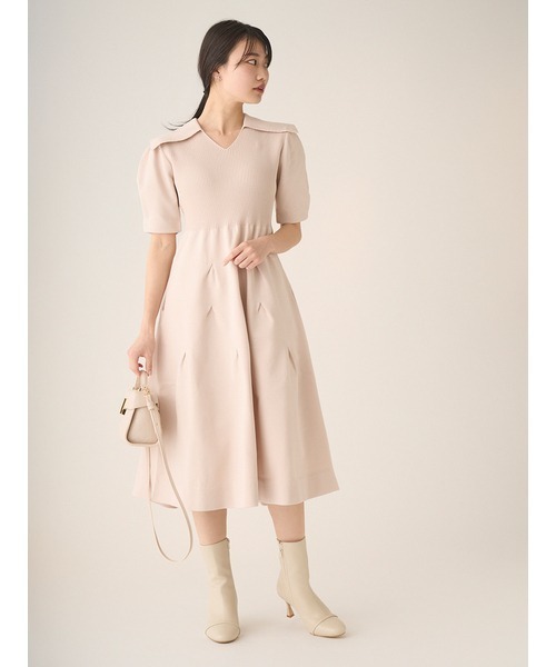 セルフォード/CELFORD ケミカルレース ワンピース ドレス ピンクページュ CELFORD セルフォード ウエストマークレースドレス ピンク