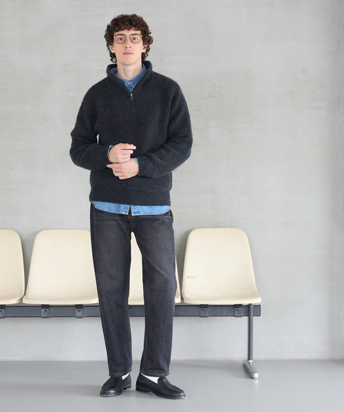 coca(coca)(コカ)の「ハーフジップニットトップス(ニット/セーター・メンズ・グレイッシュベージュ/ブラック・XL/L/M)」の3枚目の写真
