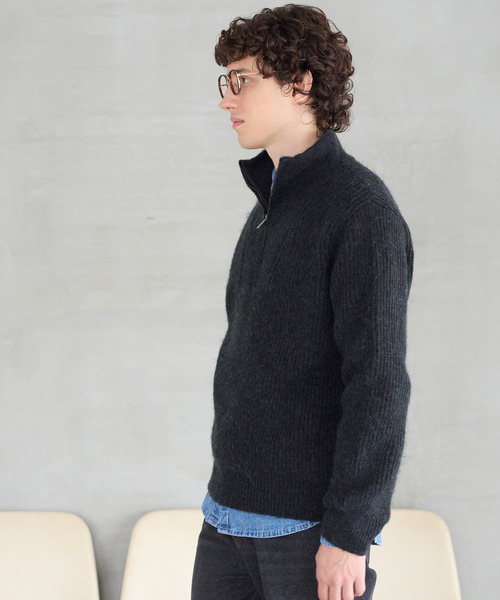 coca(coca)(コカ)の「ハーフジップニットトップス(ニット/セーター・メンズ・グレイッシュベージュ/ブラック・XL/L/M)」の4枚目の写真