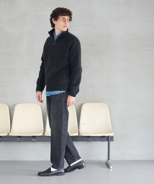 coca(coca)(コカ)の「ハーフジップニットトップス(ニット/セーター・メンズ・グレイッシュベージュ/ブラック・XL/L/M)」の7枚目の写真