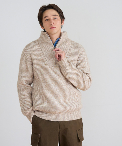 coca(coca)(コカ)の「ハーフジップニットトップス(ニット/セーター・メンズ・グレイッシュベージュ/ブラック・XL/L/M)」の12枚目の写真