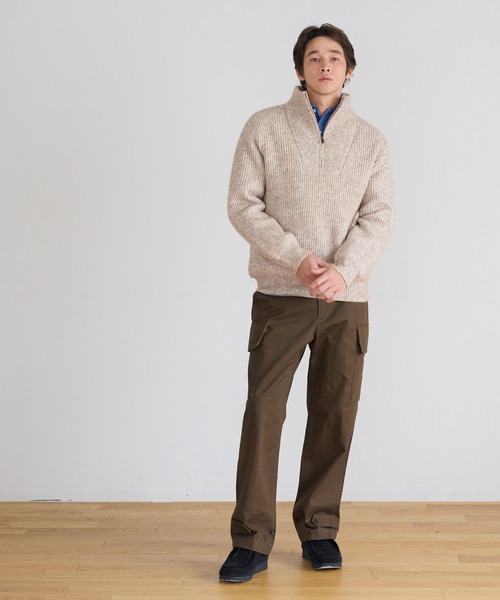 coca(coca)(コカ)の「ハーフジップニットトップス(ニット/セーター・メンズ・グレイッシュベージュ/ブラック・XL/L/M)」の13枚目の写真
