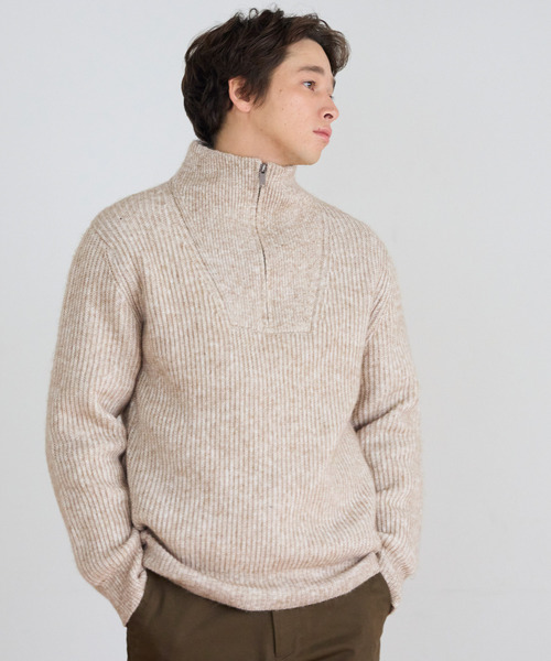 coca(coca)(コカ)の「ハーフジップニットトップス(ニット/セーター・メンズ・グレイッシュベージュ/ブラック・XL/L/M)」の14枚目の写真
