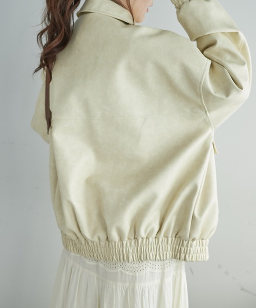 Remind me and forever（リマインドミーアンドフォーエバー）の「ヴィンテージ加工合皮ブルゾン（ライダースジャケット・レディース・ブラック/アイボリー/グレー/ブラウン・FREE）」の17枚目の写真