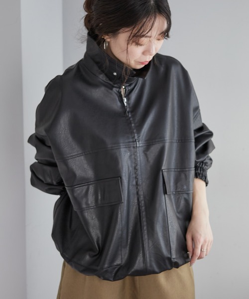 Remind me and forever（リマインドミーアンドフォーエバー）の「ヴィンテージ加工合皮ブルゾン（ライダースジャケット・レディース・ブラック/アイボリー/グレー/ブラウン・FREE）」の20枚目の写真