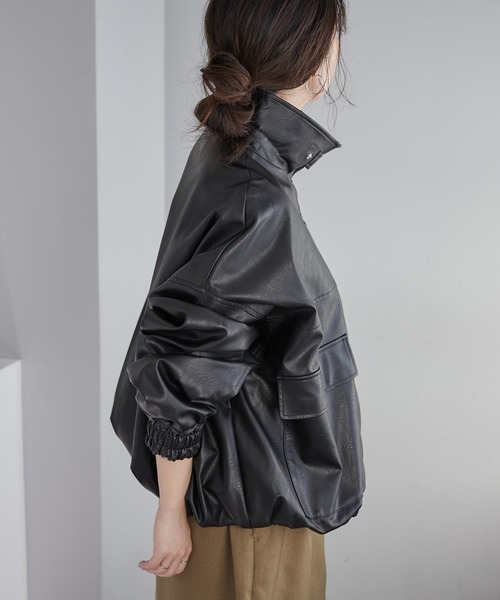 Remind me and forever（リマインドミーアンドフォーエバー）の「ヴィンテージ加工合皮ブルゾン（ライダースジャケット・レディース・ブラック/アイボリー/グレー/ブラウン・FREE）」の21枚目の写真