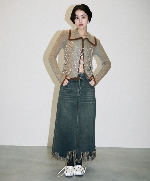 Clum(クルム)の「fringe vintage make denim skirt / フリンジデザインヴィンテージメイクデニムスカート(デニムスカート・レディース・ブルー系その他・SMALL/MEDIUM)」の10枚目の写真