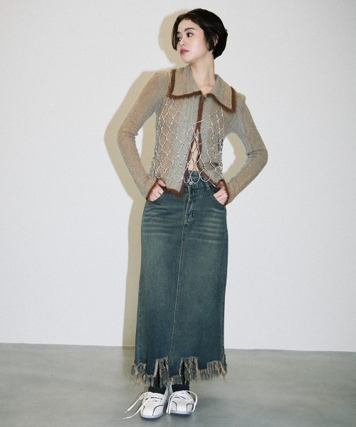 Clum(クルム)の「fringe vintage make denim skirt / フリンジデザインヴィンテージメイクデニムスカート(デニムスカート・レディース・ブルー系その他・SMALL/MEDIUM)」の11枚目の写真