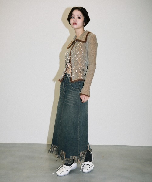 Clum(クルム)の「fringe vintage make denim skirt / フリンジデザインヴィンテージメイクデニムスカート(デニムスカート・レディース・ブルー系その他・SMALL/MEDIUM)」の12枚目の写真