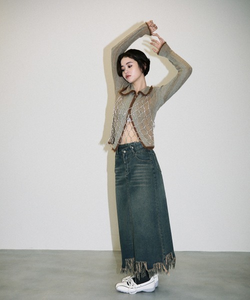 Clum(クルム)の「fringe vintage make denim skirt / フリンジデザインヴィンテージメイクデニムスカート(デニムスカート・レディース・ブルー系その他・SMALL/MEDIUM)」の14枚目の写真