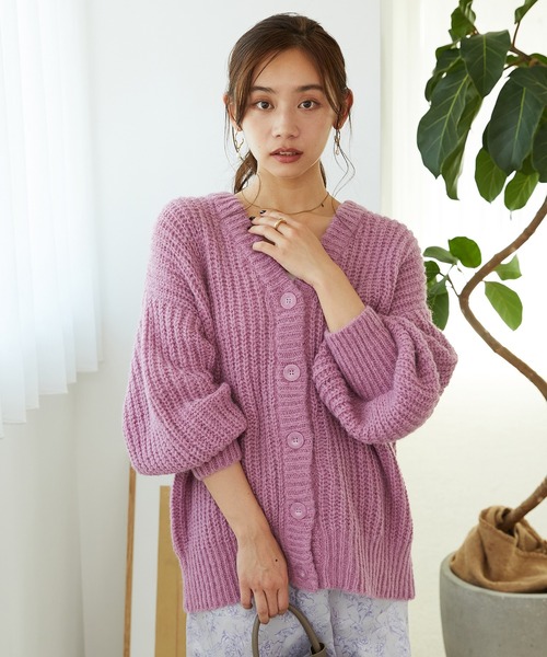 MISCH MASCH(ミッシュマッシュ)の「Vネックニットカーディガン MO33N01(ニット/セーター・レディース・ブルー/ピンク/グリーン/ライトグレー/ネイビー/イエロー・フリ-)」の20枚目の写真