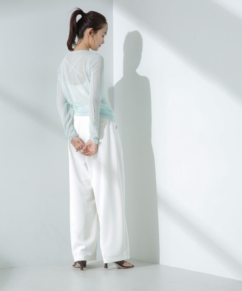 NANO universe(ナノユニバース)の「梨地シアーカットトップス(Tシャツ/カットソー・レディース・オフホワイト/ブラック/ライトブルー・S/M)」の19枚目の写真