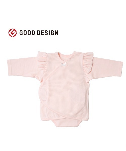 10mois(ディモワ)の「【10mois(ディモワ)】 PATTO SATTO OMEKASHI (長袖フリル) 50-60cm・60-70cm(肌着・キッズ・ホワイト/ピンク・60-70cm/50-60cm)」の2枚目の写真