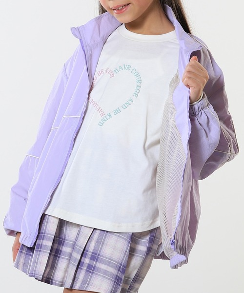 SHOO・LA・RUE（シューラルー）の「【100-150cm/洗える/男女兼用】スタンドカラー パイピングブルゾン（ブルゾン・キッズ・ブラック/パープル/ベージュ・11/10/12/15 /13/14）」の3枚目の写真