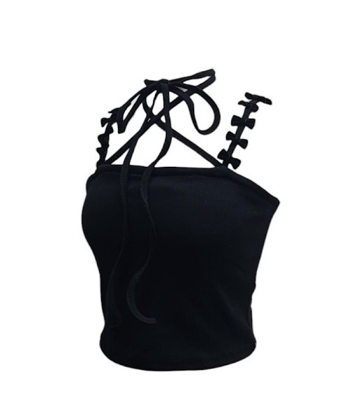 lilLilly（リルリリー）の「マルチリボンカップ付きリブキャミソール（キャミソール・レディース・ホワイト/グレー/ブラック/ピンク・FREE）」の2枚目の写真