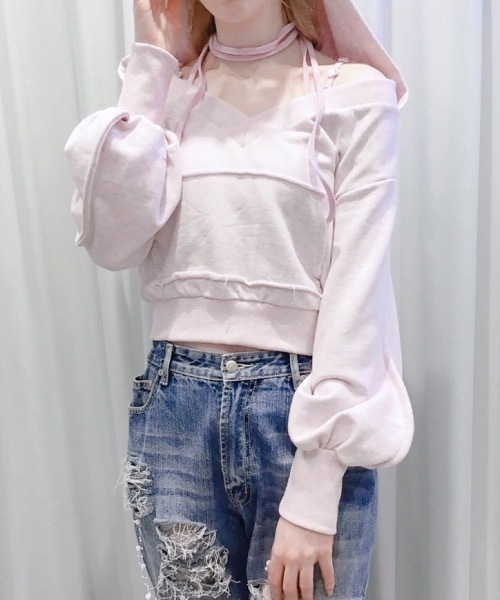 lilLilly（リルリリー）の「マルチリボンカップ付きリブキャミソール（キャミソール・レディース・ホワイト/グレー/ブラック/ピンク・FREE）」の6枚目の写真