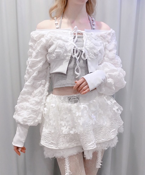 lilLilly（リルリリー）の「マルチリボンカップ付きリブキャミソール（キャミソール・レディース・ホワイト/グレー/ブラック/ピンク・FREE）」の7枚目の写真