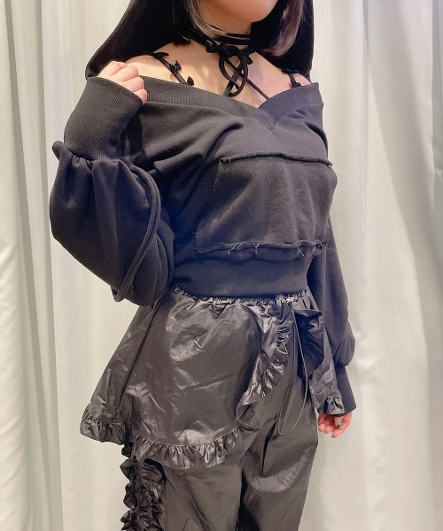 lilLilly（リルリリー）の「マルチリボンカップ付きリブキャミソール（キャミソール・レディース・ホワイト/グレー/ブラック/ピンク・FREE）」の8枚目の写真