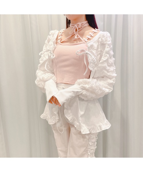 lilLilly（リルリリー）の「マルチリボンカップ付きリブキャミソール（キャミソール・レディース・ホワイト/グレー/ブラック/ピンク・FREE）」の12枚目の写真