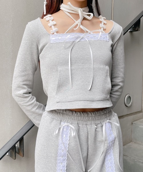 lilLilly（リルリリー）の「マルチリボンカップ付きリブキャミソール（キャミソール・レディース・ホワイト/グレー/ブラック/ピンク・FREE）」の14枚目の写真