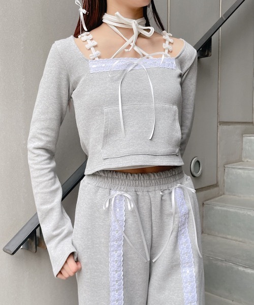 lilLilly（リルリリー）の「マルチリボンカップ付きリブキャミソール（キャミソール・レディース・ホワイト/グレー/ブラック/ピンク・FREE）」の15枚目の写真