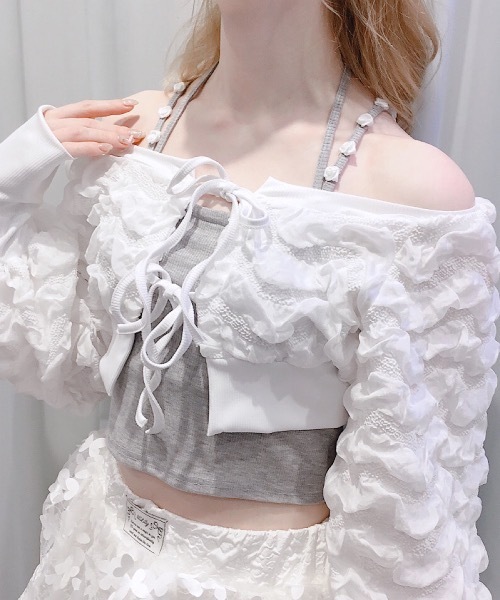 lilLilly（リルリリー）の「マルチリボンカップ付きリブキャミソール（キャミソール・レディース・ホワイト/グレー/ブラック/ピンク・FREE）」の20枚目の写真