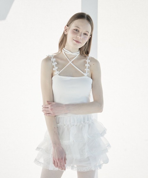 lilLilly（リルリリー）の「マルチリボンカップ付きリブキャミソール（キャミソール・レディース・ホワイト/グレー/ブラック/ピンク・FREE）」の22枚目の写真