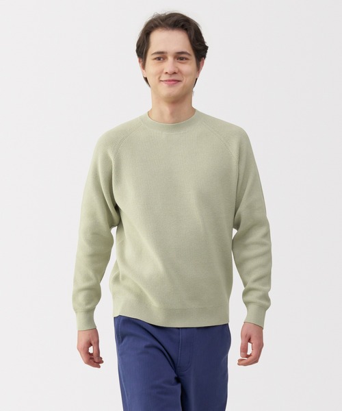 セール】紳士 洗える畦編みクルーネックセーター（ニット/セーター