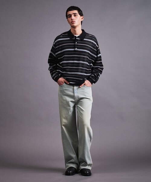 MONKEY TIME（モンキータイム）の「グリッター シルケット USAコットン ボーダー ポロシャツ（ポロシャツ・メンズ・ピンク/ブラック・S/M/L/XL）」の11枚目の写真