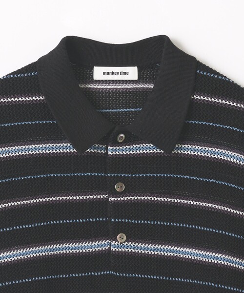 MONKEY TIME（モンキータイム）の「グリッター シルケット USAコットン ボーダー ポロシャツ（ポロシャツ・メンズ・ピンク/ブラック・S/M/L/XL）」の15枚目の写真