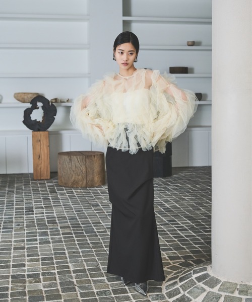 AIC.(エーアイシー)の「チュールメニーフリルトップス(シャツ/ブラウス・レディース・グレイッシュベージュ/ブラック/アイボリー・FREE)」の8枚目の写真