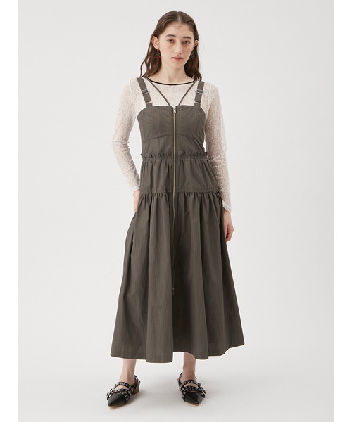 FURFUR サイドスリットジャンパースカート FURFUR（ファーファー）の「ティアードギャザージャンパースカート