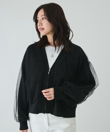 チュール重ねカーディガン