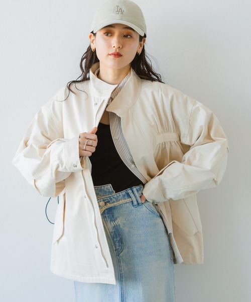 RAGEBLUE（レイジブルー）の「2WAY/バックフリルデザイン/ショートモッズコート（モッズコート・レディース・ホワイト/オリーブ/ブラック・FREE）」の10枚目の写真