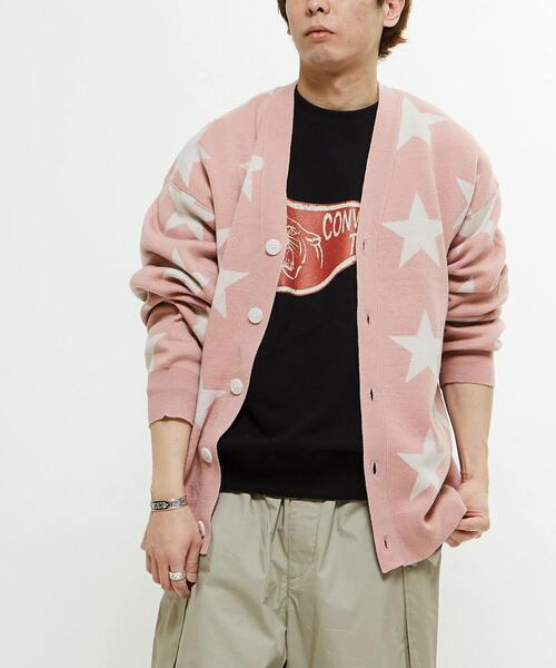 CONVERSE TOKYO(コンバーストウキョウ)の「STAR★ JACQUARD KNIT CARDIGAN(カーディガン/ボレロ・レディース・ピンク/杢グレー/サックスブルー・MEDIUM/SMALL)」の3枚目の写真