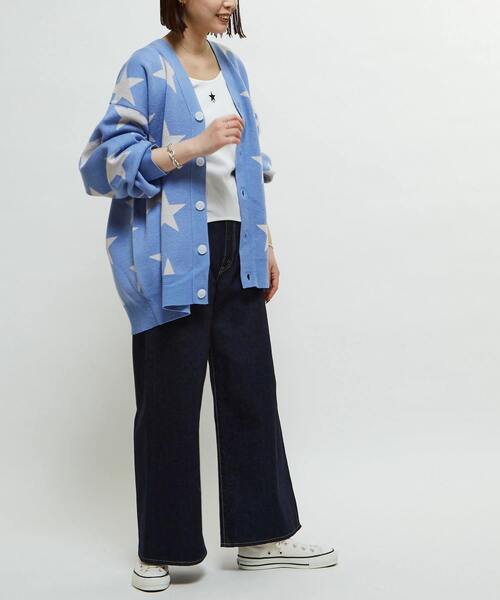 CONVERSE TOKYO(コンバーストウキョウ)の「STAR★ JACQUARD KNIT CARDIGAN(カーディガン/ボレロ・レディース・ピンク/杢グレー/サックスブルー・MEDIUM/SMALL)」の5枚目の写真