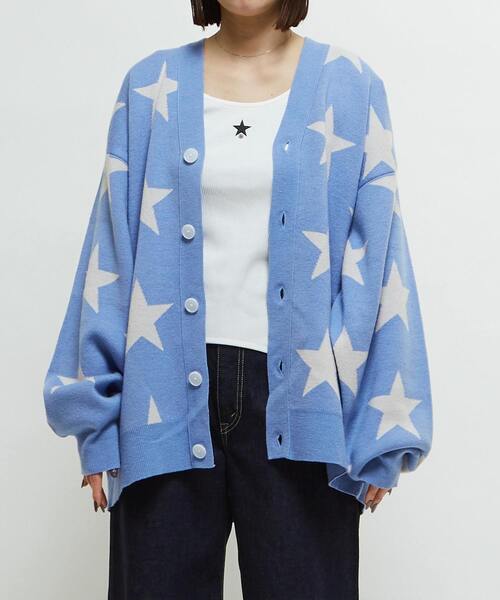 CONVERSE TOKYO(コンバーストウキョウ)の「STAR★ JACQUARD KNIT CARDIGAN(カーディガン/ボレロ・レディース・ピンク/杢グレー/サックスブルー・MEDIUM/SMALL)」の7枚目の写真