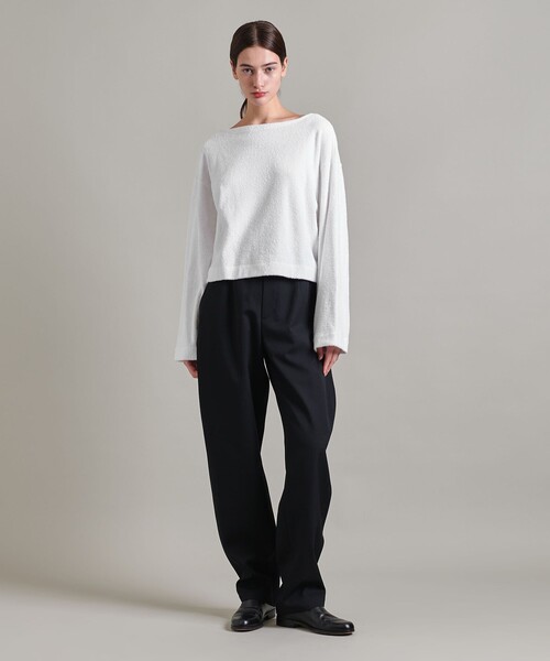 tシャツ 「LOEFF」パイル ボートネック プルオーバー レディース セール】＜LOEFF＞パイル ボートネック プルオーバー（Tシャツ