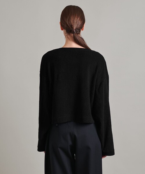 LOEFF ロエフ パイル ボートネック プルオーバー 黒 LOEFF（ロエフ）の「＜LOEFF＞パイル ボートネック プルオーバー（T