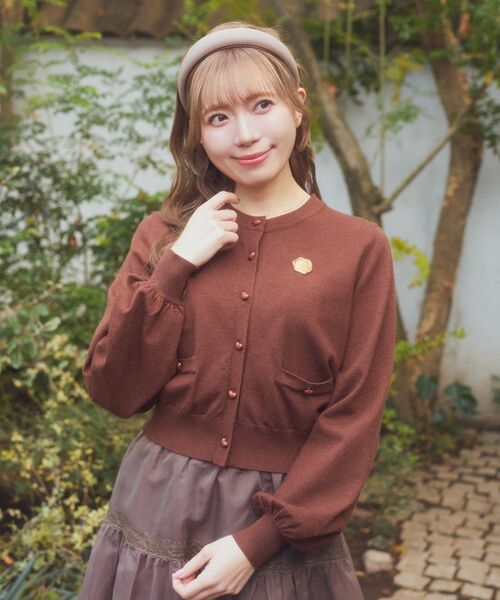 Areeam（アリーム）の「チョコレートカーディガン（カーディガン/ボレロ・レディース・オフホワイト/ブラウン・FREE）」の10枚目の写真