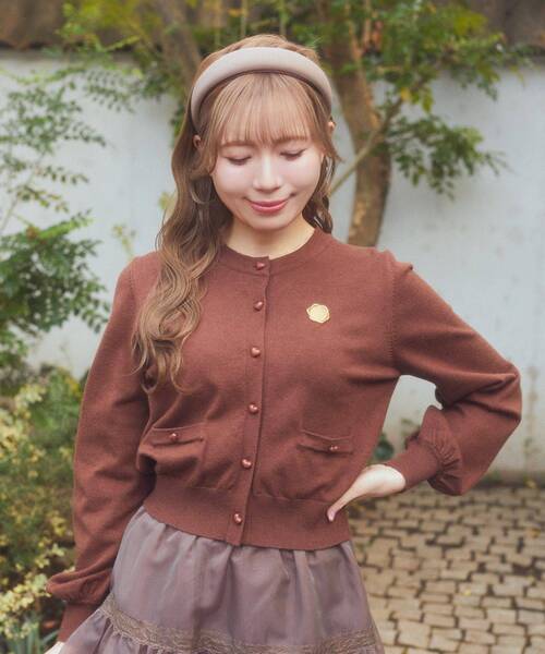 Areeam（アリーム）の「チョコレートカーディガン（カーディガン/ボレロ・レディース・オフホワイト/ブラウン・FREE）」の12枚目の写真