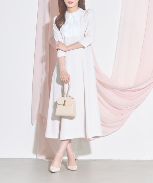 tocco closet(トッコ クローゼット)の「【ZOZO限定】レース襟×リボン配色ヨークワンピース(ワンピース・レディース・ネイビー/ライトベージュ・M)」の14枚目の写真