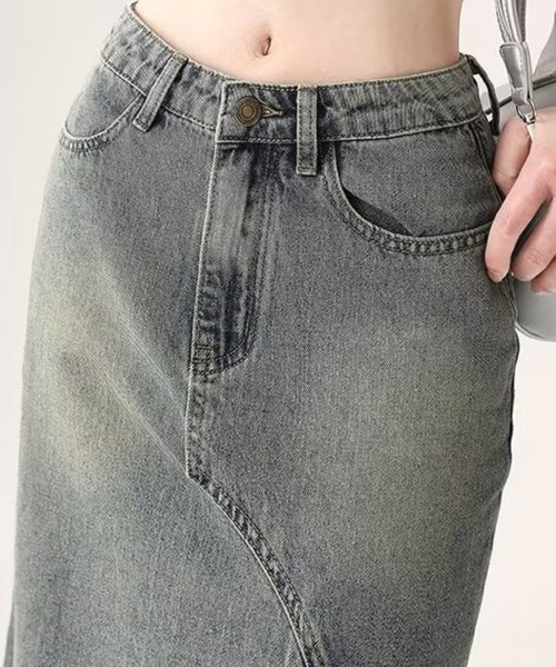 SPIGA（スピーガ）の「ﾃﾞﾆﾑﾌﾘﾙｽﾘｯﾄﾛﾝｸﾞｽｶｰﾄ（スカート・レディース・ブルー・LARGE/MEDIUM/SMALL）」の5枚目の写真