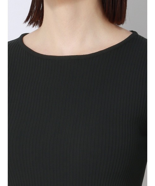 SUIT SQUARE（スーツスクエア）の「クルーネックリブニット 5分袖 ウォッシャブル ストレッチレーヨン 無地（ニット/セーター・レディース・パープル/ホワイト/アイボリー/ブラック・38(9号)）」の10枚目の写真