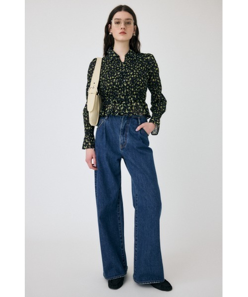 MOUSSY SHIRRING FLORAL FIT シャツ MOUSSY | SHIRRING FLORAL フィットシャツ (シャツ・ブラウス
