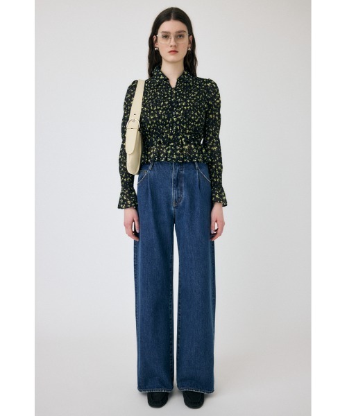 MOUSSY | SHIRRING FLORAL フィットシャツ (シャツ・ブラウス