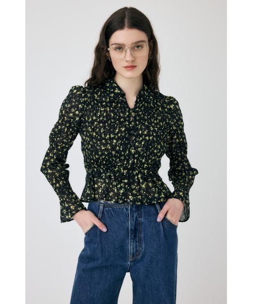 MOUSSY(マウジー)の「SHIRRING FLORAL FIT シャツ(シャツ/ブラウス・レディース・アイボリー/ブルー系その他3/ブラック系その他・FREE)」の8枚目の写真