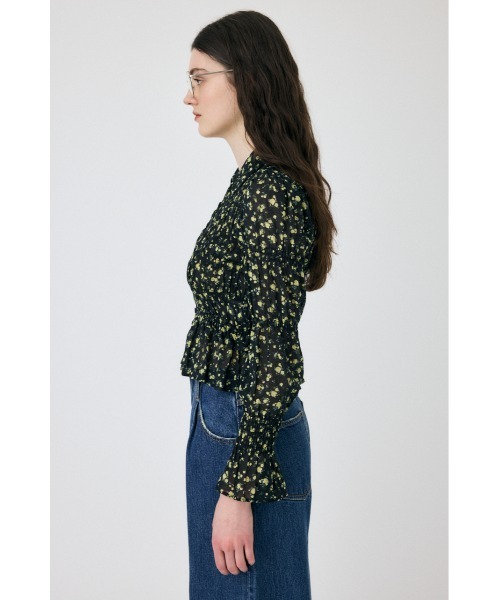 MOUSSY | SHIRRING FLORAL フィットシャツ (シャツ・ブラウス